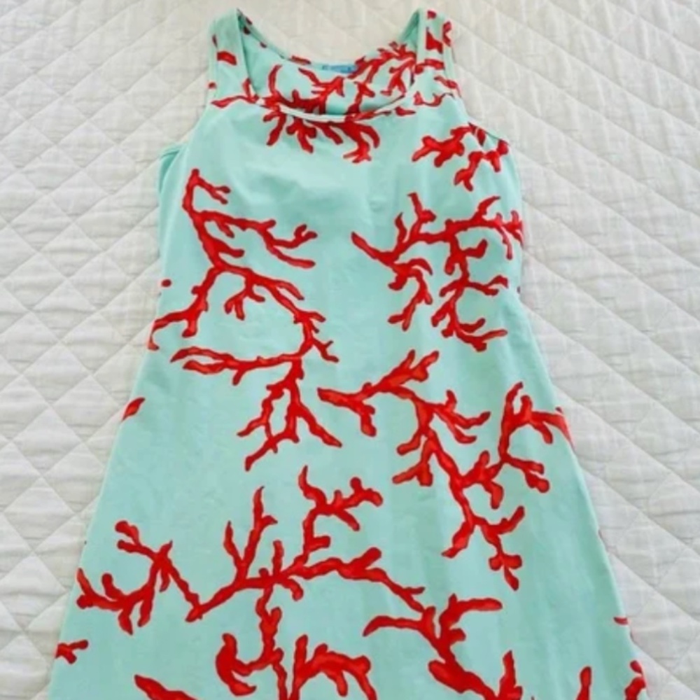 J. McLaughlin Aqua Coral Reef Catalina Cloth Tank Maxi Dress